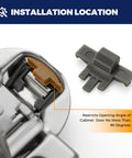 86 Degree Kitchen Cabinet Door Angle Restrictor Clips For Soft Close Hinges installation location shown