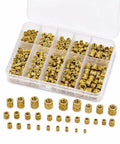 300 Piece Brass Heat Set Threaded Inserts Kit for 3D Printing and Plastic Parts displayed in a clear compartment case