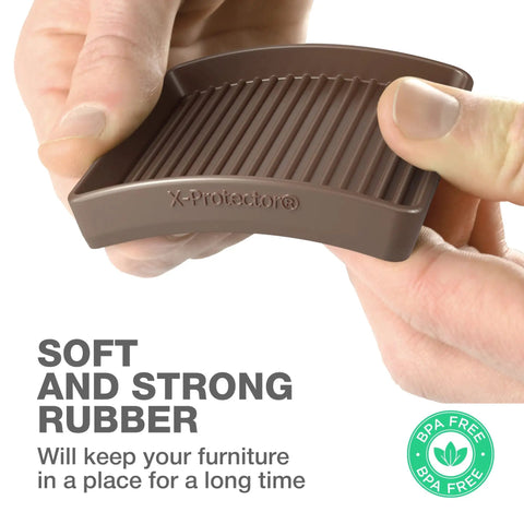 Close-up of hands holding a Slip Resistant Furniture Pad, 4 Pack, 4 Inch Brown Rubber Floor Protectors For All Surfaces