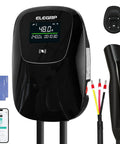Screaming Fast 48 Amp Level 2 EV Charger With Nacs Connector And Rock Solid Hardwired 11Kw Build For Tesla Rides, showing digital display and charging cable.