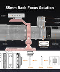 Diagram of Deep Sky Imaging Kit With Off-Axis Guider For Astronomy APS-C Cooled Camera showing 55mm back focus solution