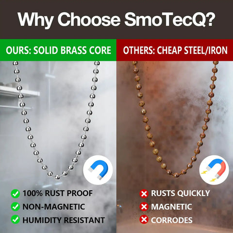 Comparison of Sweet Copper Ceiling Fan Pull Chain Extender Set With Frosted Glass Bulb And Blade Charm Ornament Silver Tone, solid brass vs. cheap steel.