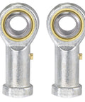 Two Pack Spherical Rod End Bearing 14mm Bore M14x2 Right Hand Female Thread Connector Self Lubricated Joint For Hydraulic Cylinders And Machinery For Industrial Use, shown as two metal bearings