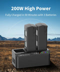 200W Triple Battery Charger Hub For Mavic 3 Pro Classic And Enterprise with two batteries inserted, outdoor background