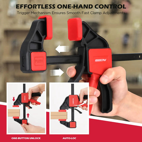 Six Inch Bar Clamp Set For Woodworking With Clamp Connector, Quick Release Bar Clamps With 150 Lbs Load, Trigger Clamp Kit