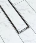 28 Inch Tile In Linear Shower Drain With Stainless Steel Grate No Fuss Install Corrosion Resistant 304 Grade Steel Sloped Channel
