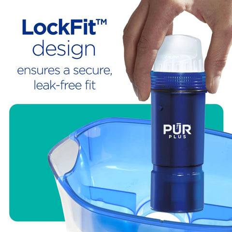 PUR Plus water filter cartridge for pitchers and dispensers, blue, 3-count pack