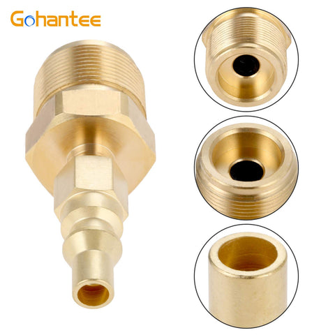 Brass Propane Quick Connect Fitting For RV And Camper Grills, 1 Quarter Inch Disconnect Plug Kit With 1lb Bottle Tank Thread, Durable Brass Construction