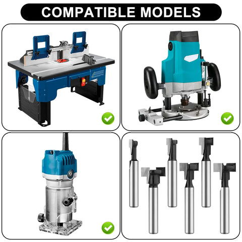 Compatible machines for Six Piece Keyhole And T Slot Router Bit Set With 1 Quarter Inch Shanks, Pro Grade Cutter Diameters From 1 Quarter Inch To 5 Eighth Inch