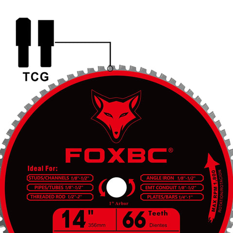 Beefy 14 Inch Metal Chop Saw Blade With 66 Tooth TCG Carbide For Fast Smooth Cuts 0.095 Kerf And 1 Inch Arbor 1800 RPM design
