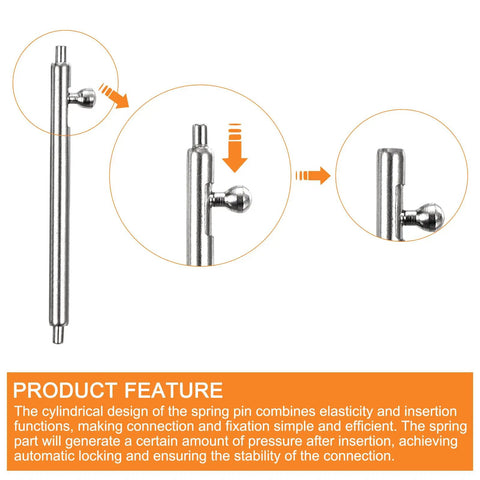 Heavy Six Pack Stainless Steel Watch Spring Bars 1.5 X 19mm showcasing spring pin design and functionality for easy strap changes.