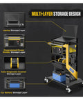 Multi-layer storage design of the Three Tier Rolling Tool Cart On Wheels With Lockable Casters Heavy Duty Workshop Toolbox
