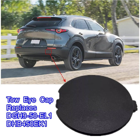 Mazda CX 30 Rear Bumper Tow Hook Eye Cap Cover Black Textured Finish Slick Look Replacement for 2020 2021 2022 2023 Models