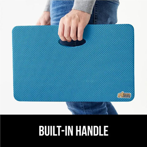 Extra Thick Supportive Foam Kneeling Pad 2 Pack, Built Like A Tank Large Cushion Knee Savers For Gardening, showing built-in handle feature.