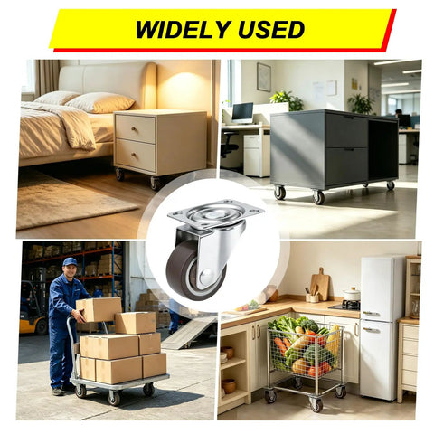 Set Of 4 1 Inch Swivel Caster Wheels For Lightweight Furniture Under 100 Lb, 360 Degree Plate Castors used on various items