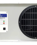 Front view of Versatile 1025 CFM Air Filtration System With Remote 3 Speed Portable On Wheels Or Ceiling Hanging Ideal For Garage.