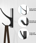 Heavy Duty Stainless Wall Hooks 8 Pack With Dual Hook Design For Towel Backpack Hat And More Matte Black Finish on door