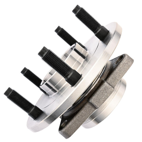 Close-up of Front Wheel Hub Bearing Assembly For 2002 To 2008 Dodge Ram 1500 5 Lug 2WD Or 4WD Non ABS with 3 Bolt Triangular Flange