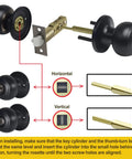 Matte Black Entry Door Knobs 4 Pack With Keyed Different Locks Round Ball Handles installation instructions and components