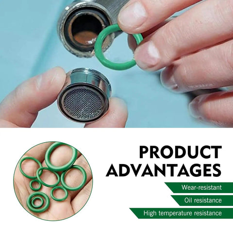 Hands using 270Pcs O Ring Kit For Car A C And Plumbing, 18 Sizes NBR Rubber Seals, showing oil and temperature resistance advantages