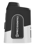 Side view of black Adaptive Slope Golf Rangefinder With 900 Yard Laser Readouts Flag Lock Vibration 6X Magnification Magnetic Cart Mount