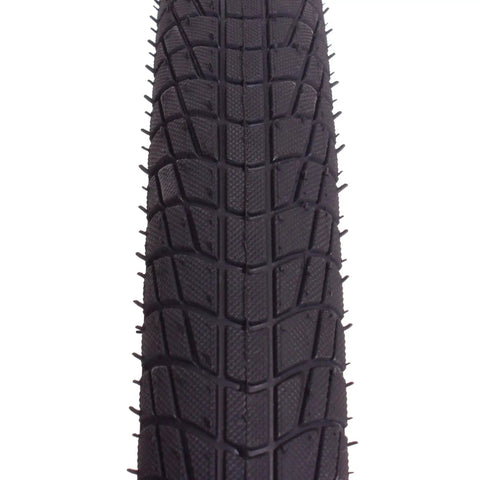 Close-up of black tread pattern on 20 Inch Bike Tire Replacement Kit With Tools For Kids And BMX Bikes Fits 20x1.75 Tubes Tires Rims Front Or Rear