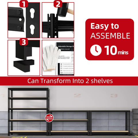 Badass Heavy Duty Garage Shelving Units With Adjustable 5 Tier Metal Storage Racks Tough Steel Frame And Quick Wipe Surface Keeps Your Shop Looking Crisp And Totally Organized Without The Stress