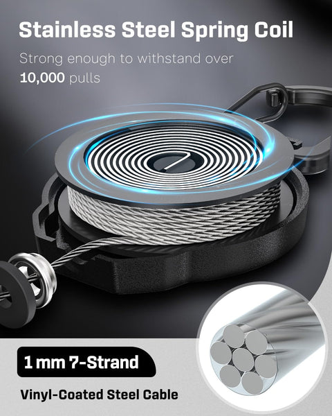 Heavy Duty Retractable Keychain With Carabiner Badge Reel For ID Holder Up To 8 Oz Pro Grade Stainless Steel Spring Coil