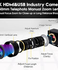 Ultra Clear 4K USB HDMI Camera With Manual Zoom And Variable Focus Featuring 5 To 50mm Lens Built On IMX415 Sensors Runs Buttery Smooth Makes Your Streaming Rig Look Dope For CCTV components including lens, sensor, and case.