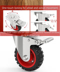 4 Inch Swivel Caster Wheels With Dual Locking And Rubber Tires Heavy Duty 300 Lb Per Caster Load Capacity close-up showing lock mechanism