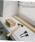 Toolkit with hammer, wooden rod, and fasteners on window sill for spare tire mounting hardware bolt clamp adapter Honda Civic HRV