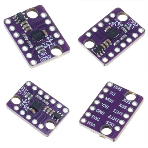 Low Power 6 Axis Motion Sensor Module With Adjustable Range For IoT, Robotics, And Wearables, Dope Accelerometer And Gyroscope Tracking For Real Time Orientation, Vibration Analysis, And Battery Powered Projects, purple PCB