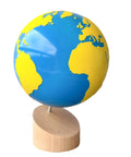 Sandpaper Globe For Sensory Geography Learning Land And Water Tactile Globe In Solid Beechwood with continents highlighted