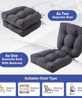 Outdoor Chair Cushions Set Of 2 for Patio with Ties Tufted 19 by 19 by 5 Inch Waterproof Seat Cushions Dark Grey Cushions