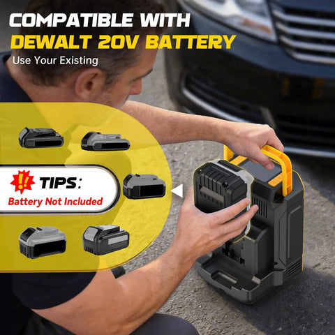 Ultra Fast 160PSI Cordless Air Pump With Dewalt 20V Battery Compatibility, Compact Lightweight Portable Inflator For Car Tires, Bikes, And Balls, Powerful High Speed Tire Filler Pump