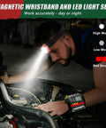 Mechanic using Magnetic Wristband With LED Light For Mechanics And DIY Pros Tool Belt Gift For Fathers Day HVAC Tech