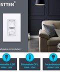 Ultra Slim Dimmable Light Switch Six Pack For LED CFL Halogen And Incandescent Bulbs Single Pole Or 3 Way ETL Listed White