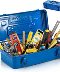Portable Steel Toolbox 16 Inch With Double Latch Closure And Easy Carry Handle Blue Tough As Nails Heavy Duty Metal Toolbox For Workshop Garage Warehouse And Home Organization with tools