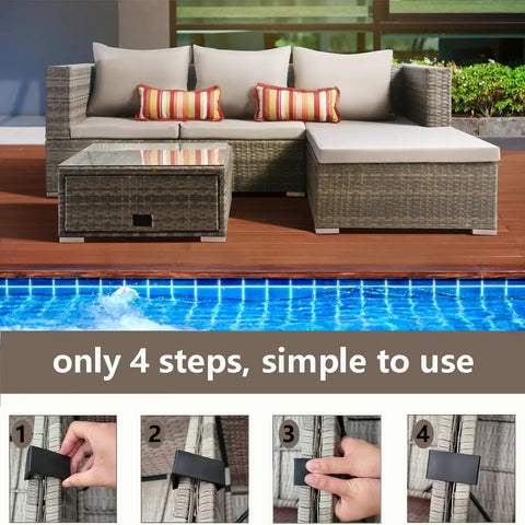 12 Pack Outdoor Patio Furniture Clips For Wicker Sectionals And Sofas Keeps Your Lounge Set From Slipping Rattan Connector Clamps And Chair Fasteners In Black, step-by-step installation.