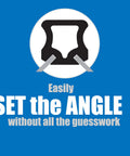 Graphic showing angle setting tool for sharpening tools in the Dead Nuts Accurate Planer And Jointer Knife Sharpener System.