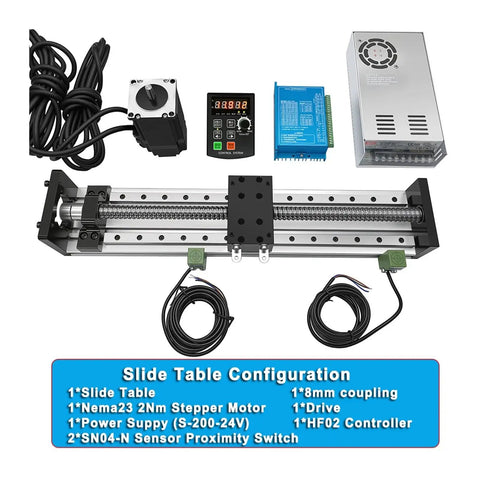 Nema 23 Linear Motor Kit Featuring 80Mm Wide Cnc Sliding Table And Badass Double Rail Stage Built Tough For Heavy Duty Projects With Zero Hassle Setup showing components.