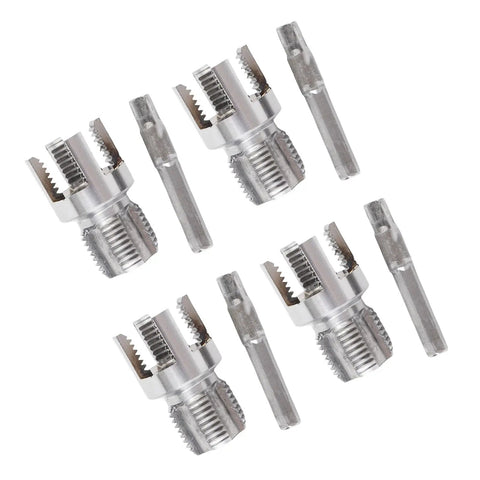 Essential 4 Piece Pipe Threading Tool Kit For G1/2 PVC Pipes, four internal and external thread cutters with shanks.