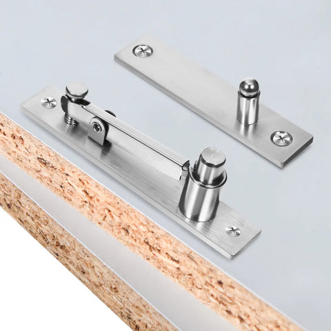 Heavy Duty Hidden Door Pivot Hinges for Wood Doors in 201 Stainless Steel, Concealed Pivot Hinge Kit for Cabinets and Bookshelves on wood panel