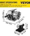 Five Inch 3 Jaw Chuck Dividing Head Set For Milling Machine with dimensions and tailstock, side view