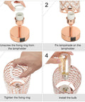 Assembly steps for Rose Gold Crystal Table Lamp With 3 Way Dimmable Touch Control And USB C And USB A Ports, Bulb Included