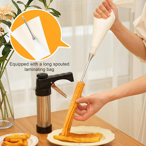 Stainless Steel Churro Press And Maker For Easy Spanish Treats Home Kitchen Dessert Tool DIY Churros Device in use