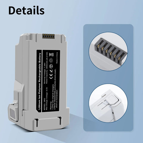2-Pack Mini 3 Intelligent Flight Battery And 3-Channel Fast Charger Two-Way Charging Hub battery close-up details