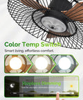 Outdoor 24 Inch Weatherproof Ceiling Fan With Lights For Patio Remote And App Control 3 CCT Dimmable Display