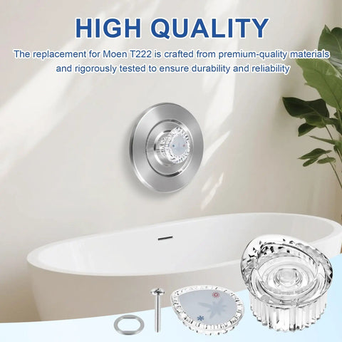 Easy Swap No-Hassle Shower Handle Replacement Kit for Posi-Temp Tub and Shower Faucets shown with components