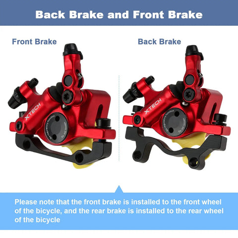 Hydraulic Disc Brake Caliper Set for Mountain Bikes and E Bikes, 2 Piece Front and Rear, Red Finish, displayed on white backdrop.